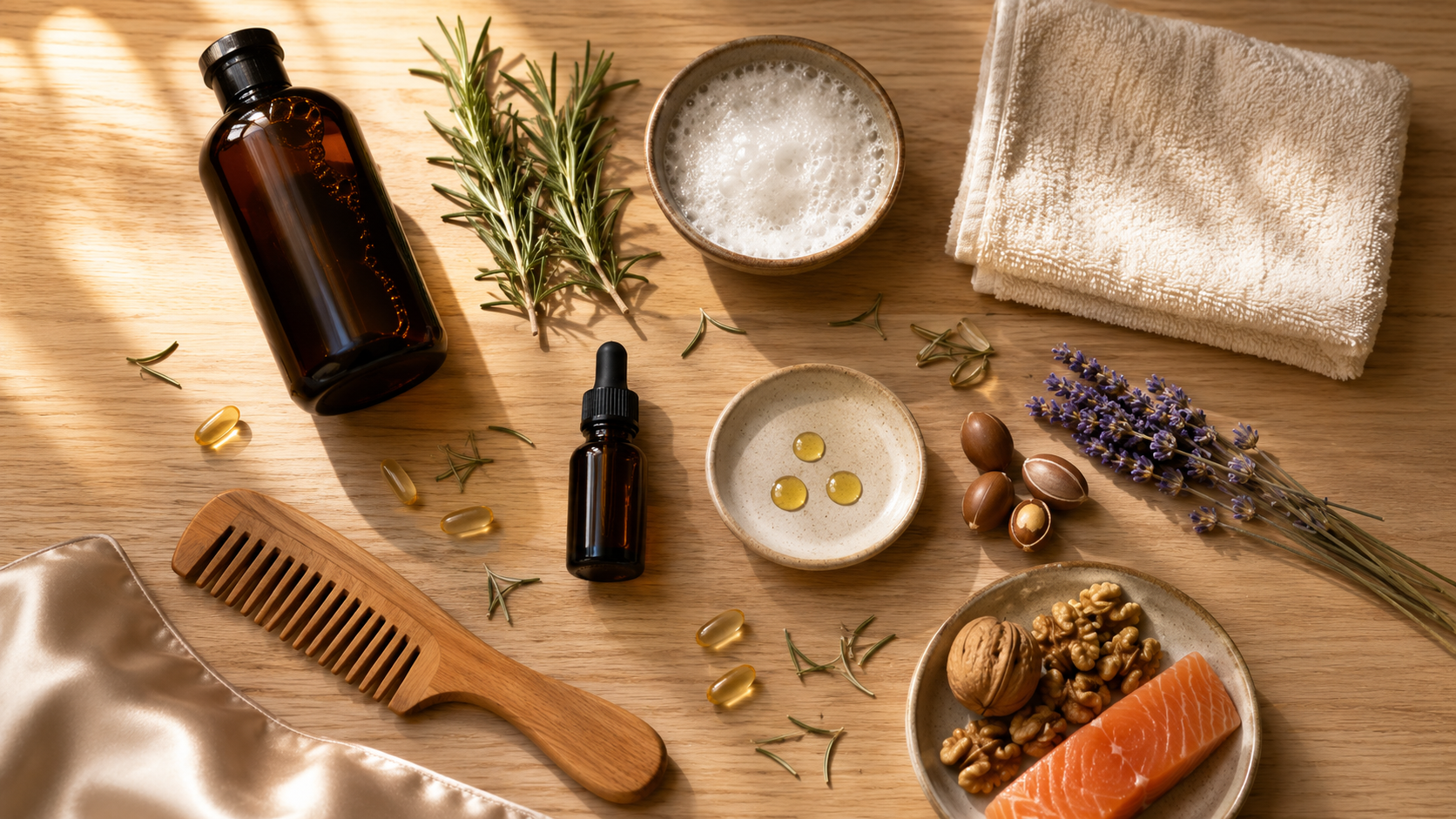 Tebii sac baxim — biberiye sampun serum argan biotin masaj sac derisi qidalandirma